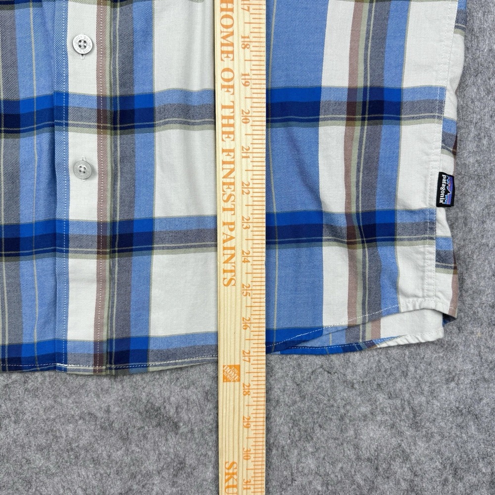 Patagonia Blue Plaid Long Sleeve Organic Cotton Casual Shirt Outdoors Men's M - Picture 10 of 11